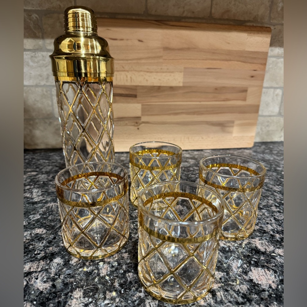 Vintage 2000 18k Gold Altuzarra 5 piece cocktail set